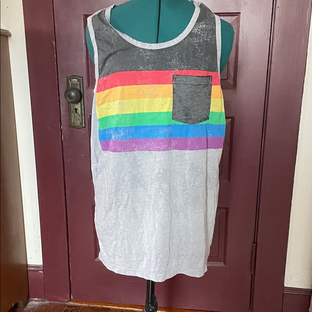 Rainbow Striped Adult Tank Top